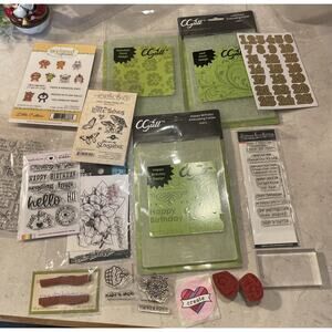 Scrapbooking 
HUGE LOT 17 Items CLEAR & CLING STAMPS-CARD MAKING- Embossing